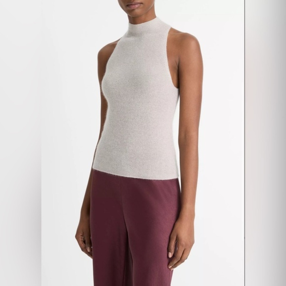 BNWT VINCE Mock Tank Italian Metallic Alpaca Blend Sleeveless size Medium $295